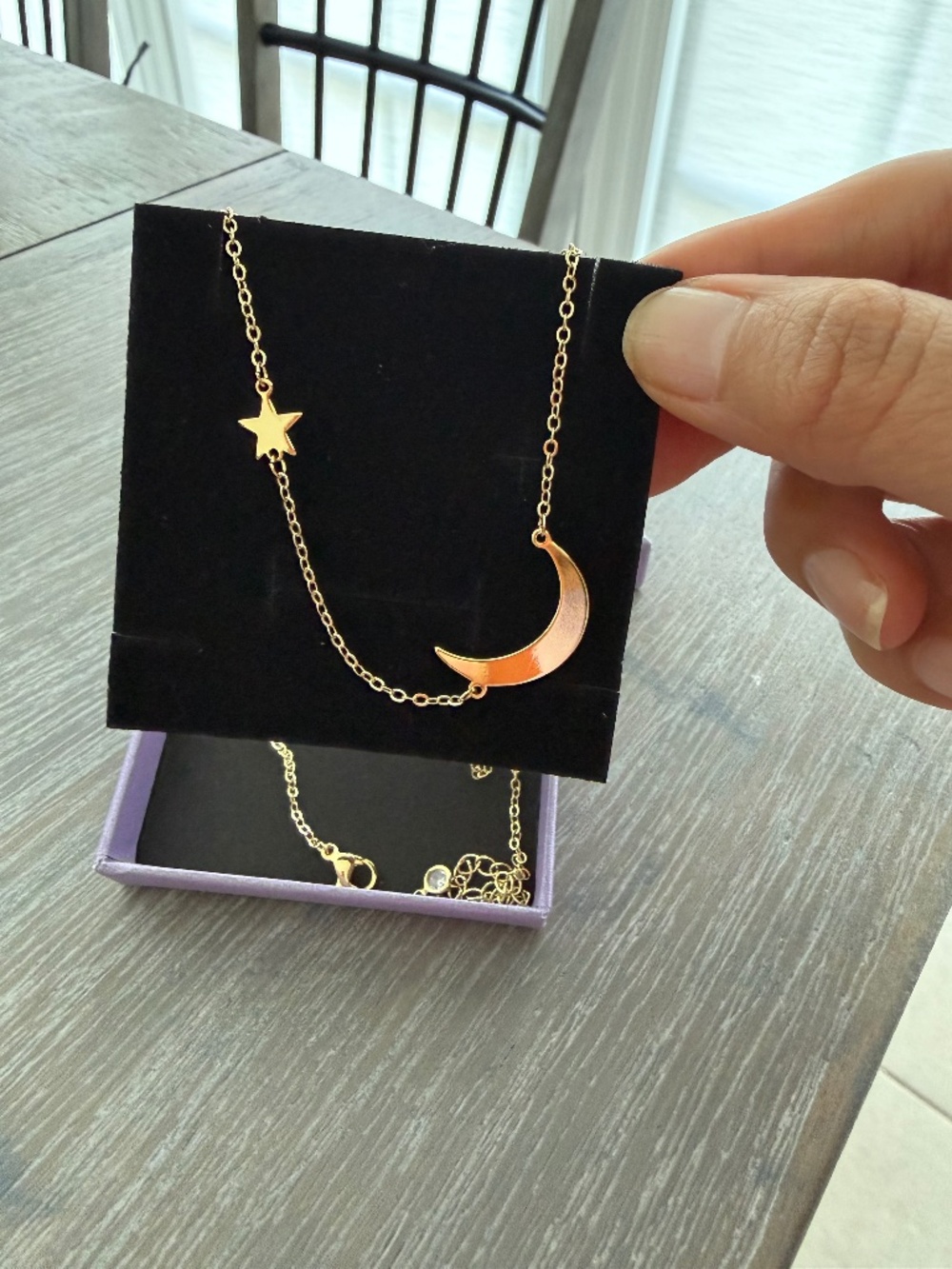 Gold-Plated Celestial Crescent Moon and Star Pendant Necklace